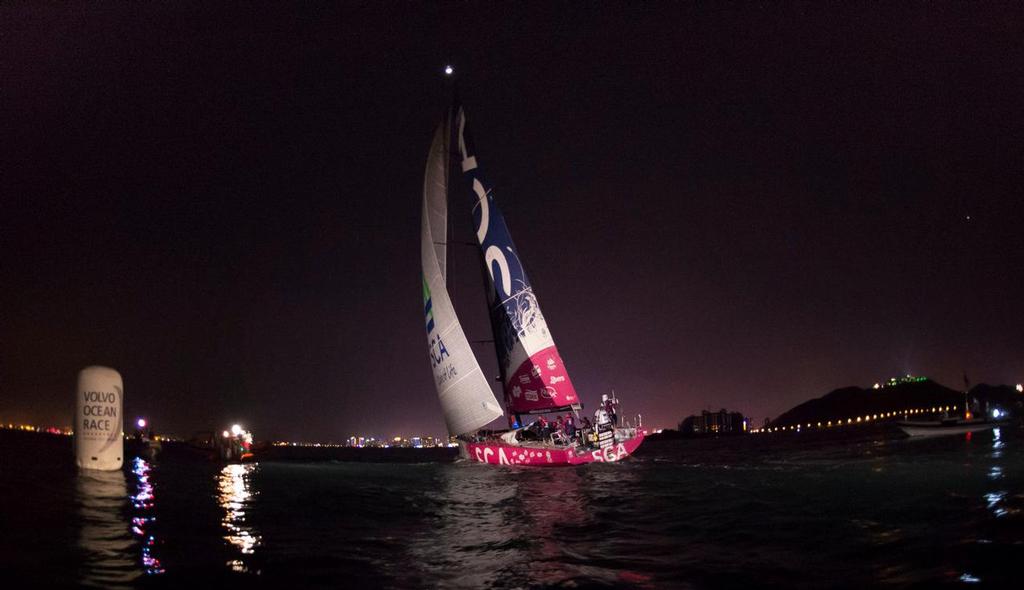 January 27, 2015. Team SCA arrives in Sanya in sixth position, after 23 days of sailing. photo copyright Volvo Ocean Race http://www.volvooceanrace.com taken at  and featuring the  class
