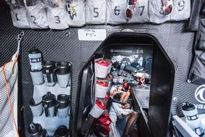 Not a wave in sight! The boys struggle with the light conditions - this period was described by Eric Peron as 'perfect cruising conditions, except we're here to race!' - Volvo Ocean Race 2014-14 - Leg three - Dongfeng Race Team. photo copyright  Sam Greenfield / Volvo Ocean Race taken at  and featuring the  class