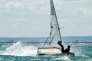 Ireland's Alistair Kissane takes a dip - 2015 International Moth World Championship photo copyright Teri Dodds http://www.teridodds.com taken at  and featuring the  class