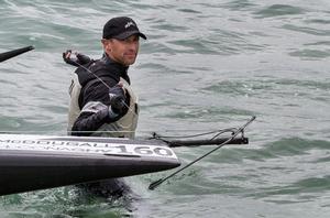 Two-time former Moth World Champion, Rohan Veal, ultimately preferred to race than be a spectator. - 2015 Moth World Championship photo copyright  Alex McKinnon Photography http://www.alexmckinnonphotography.com taken at  and featuring the  class