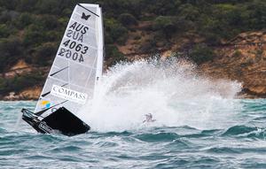 Top Gun - 'Hit the brakes and he'll fly right by!' Kurt's Warner (AUS) goes down the mine and gets a swim for his efforts... - 2015 Moth World Championship photo copyright  Alex McKinnon Photography http://www.alexmckinnonphotography.com taken at  and featuring the  class