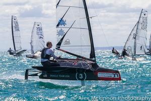 AUS4131 - Kyle Langford goes around the top mark for the first time. He finished in 17 place overall. - 2015 Moth World Championships photo copyright  Alex McKinnon Photography http://www.alexmckinnonphotography.com taken at  and featuring the  class