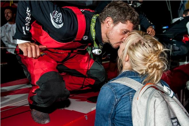 Charles Caudrelier - Dongfeng - VOR Leg 4 finish  - Volvo Ocean Race 2014-2015 © Xaume Olleros/Volvo Ocean Race http://www.volcooceanrace.com