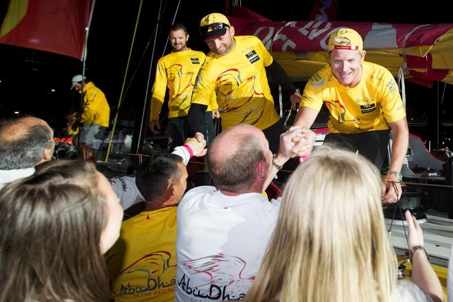 Leg 4 arrivals in Auckland; Abu Dhabi Ocean Racing arrives in Auckland in second place. - Volvo Ocean Race 2014-15 © Ian Roman / Volvo Ocean Race