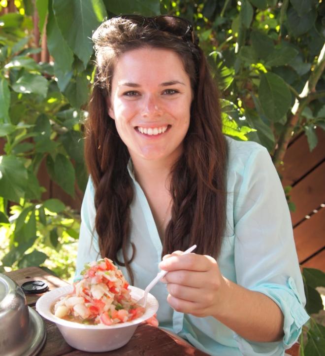 Digging into a conch salad. - Eleuthera, Bahamas - A tiny chain of islands © Clarity Nicoll