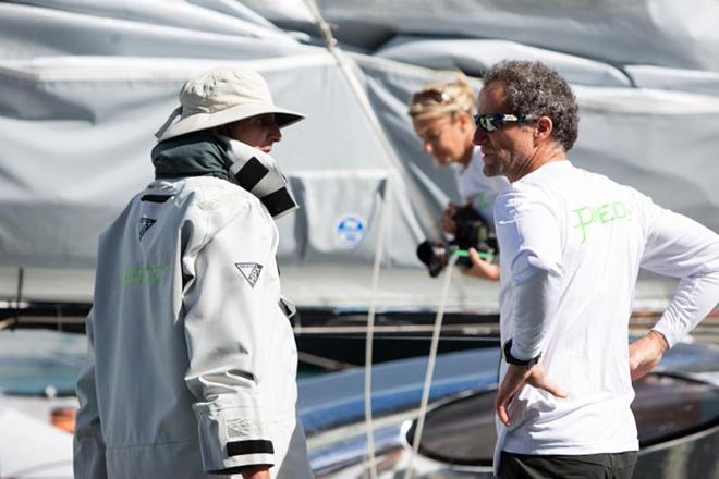 LtoR: Brian Thompson and Michel Desjoyeaux - Lloyd Thornburg's MOD 70, Phaedo 3  ©  Richard and Rachel / Team Phaedo