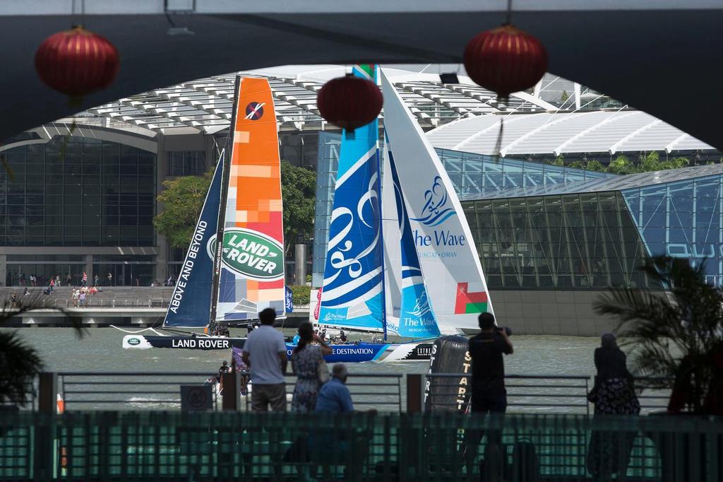 The Extreme Sailing Series 2015, Act 1, Singapore <br />
Lino Sonego and The Wave, Muscat<br />
 © Lloyd Images/Extreme Sailing Series