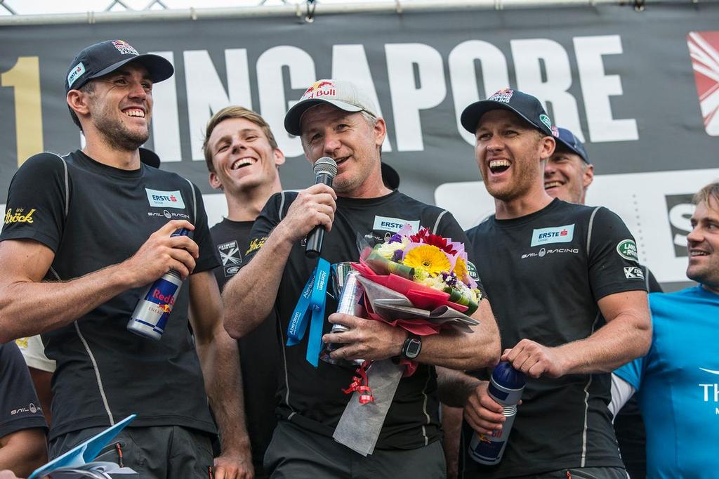 Act 1 winners, Red Bull Racing Team, Extreme Sailing Series, Singapore © Lloyd Images/Extreme Sailing Series