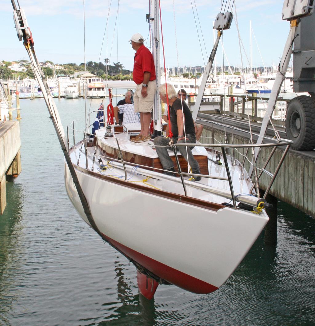 Rainbow II's keel touches the Waitemata for the first time in 45 years photo copyright Alan Sefton taken at  and featuring the  class