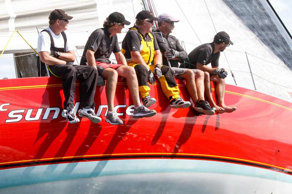 On the rail on Sundance  in Race 2 of the One Ton Cup Revival series - One Ton Cup Revival - Race 2 - March 2, 2015 photo copyright Ivor Wilkins/Offshore Images http://www.offshoreimages.com/ taken at  and featuring the  class