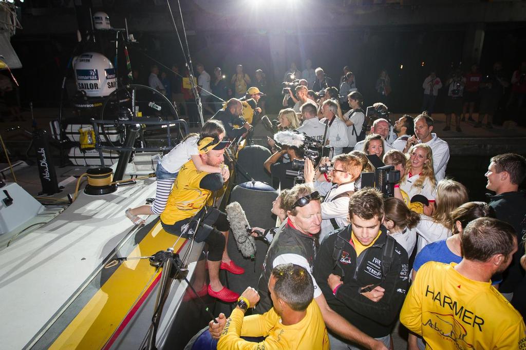 28th February 2015. New Zealand, Auckland, Volvo Ocean Race. Abu Dhabi Ocean Racing arrives into Auckland second on Leg 5. ©  Ian Roman / Abu Dhabi Ocean Racing