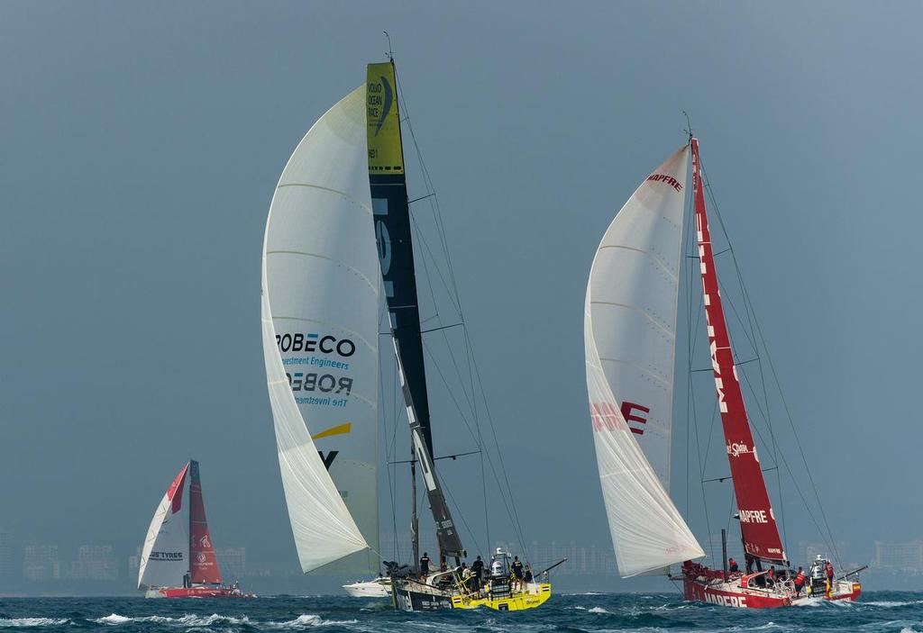 February 8, 2015. Leg 4 Start; MAPFRE and Team Brunel © Victor Fraile/Volvo Ocean Race http://www.volcooceanrace.com