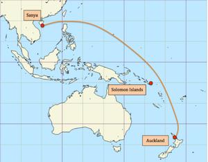 Volvo Ocean race: Leg 4 route from Sanya to Auckland with waypoint to be passed to starboard photo copyright Sail-World.com NZL taken at  and featuring the  class