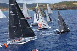 A spectacular start in Antigua as IRC Zero and Canting Keel class, including George David's Rambler 88 and John Elkann's Volvo 70, Maserati cross the line - 2015 RORC Caribbean 600 photo copyright  Tim Wright / Photoaction.com http://www.photoaction.com taken at  and featuring the  class