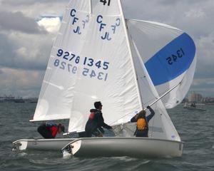 Hou and Jacobsen (1345) pop up their spinnaker - SCYA's E.E. Manning Regatta – Shadden Series photo copyright Rich Roberts http://www.UnderTheSunPhotos.com taken at  and featuring the  class