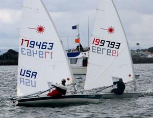 Laser winner Rodion Mazin, who all 7 races, leads Steven Smith - SCYA's E.E. Manning Regatta – Shadden Series photo copyright Rich Roberts http://www.UnderTheSunPhotos.com taken at  and featuring the  class