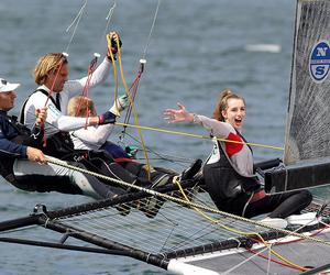 Maddie Mitchell shows the enthusiasm of competing on De'Longhi photo copyright Frank Quealey taken at  and featuring the  class