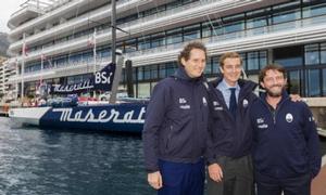 John Elkann, Pierre Casiraghi and Giovanni Soldini, Skipper of Volvo 70, Maserati (ITA) - RORC Caribbean 600 photo copyright RORC/Caribbean 600 http://caribbean600.rorc.org taken at  and featuring the  class