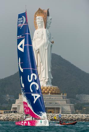 February 8, 2015. Leg 4 Start; Team SCA photo copyright Victor Fraile/Volvo Ocean Race http://www.volcooceanrace.com taken at  and featuring the  class