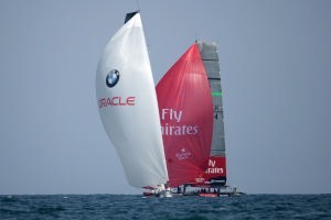 BMW Oracle Racing scores a vital win against Emirates Team NZ on Day 3 of Act 10 photo copyright BMW Oracle Racing Photo Gilles Martin-Raget http://www.bmworacleracing.com taken at  and featuring the  class