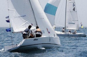 The RNZYS crew exits from a tack in the semi-finals of the Govenor&rsquo;s Cup photo copyright Balboa Yacht Club taken at  and featuring the  class