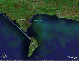 Weymouth- venue for the 2012 Olympics and 2006 Volvo Youth Worlds photo copyright Google Earth taken at  and featuring the  class
