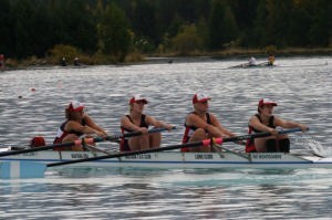 St Marys Diocesan School Stratford finish 4th in their heat of the Under 18 Coxed Fours at the NZ Secondary Schools Championships -  Bailee Stratton, Kate Shearer, Christina Clement,Jillian Pitman, Cox -Zoe Dwyer photo copyright Rob Bristow www.rowinginfo.info taken at  and featuring the  class