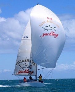 Addiction under spinnaker photo copyright Bob Tanner taken at  and featuring the  class