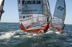 Allison Shreeve (AUS) chases hard in the 2006 Formula Worlds Korea photo copyright formulawindsurfing.org. taken at  and featuring the  class