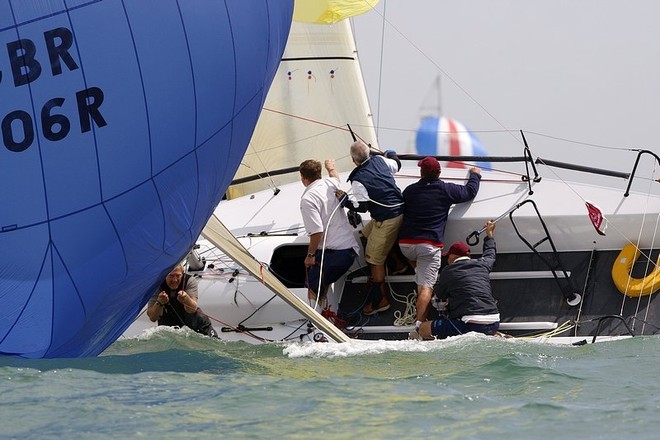 Battle stations aboard Peter Morton’s Anchor Challenge on Day 1 of the 2009 Coutts Quarter Ton Cup being sailed at Cowes, Isle of Wight © Paul Wyeth / www.pwpictures.com http://www.pwpictures.com