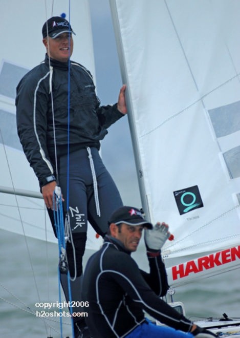 Hamish and Carl on the water at the end of Race 6 © Erik Simonson/ h2oshots.com