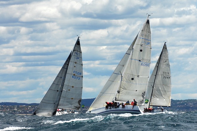 Stephen Proud’s Swish (left), Darryl Hodgkinson’s Uplift (centre) and Geoff Bonus’ during day 3 of Sydney 38 competition in the Rolex Trophy One Design Series, Sydney Australia.  © Peter Andrews http://www.outimage.net