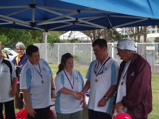 Debbie Boys, Katharine Keir, Nat Bagley and Barry Coates - Unified Level 2 Competitors - 2008 Special Olympics Queensland Sailing Regatta © Drew Hulton-Smith