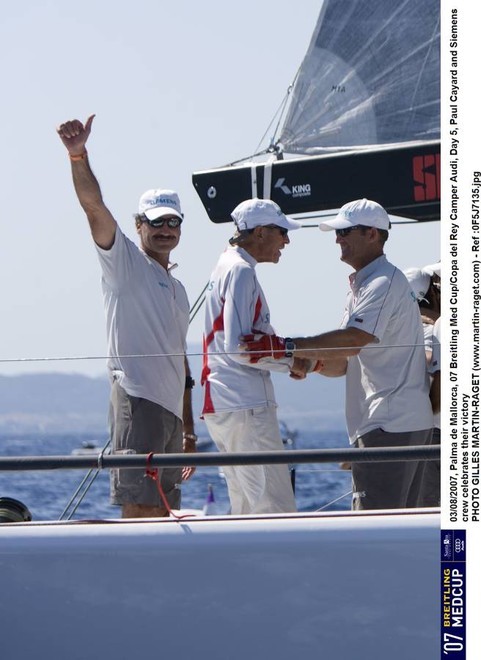 Paul Cayard and Siemens crew celebrates their victory at Palma de Mallorca, 07 Breitling Med Cup/Copa del Rey Camper Audi © Gilles Martin-Raget http://www.martin-raget.com/