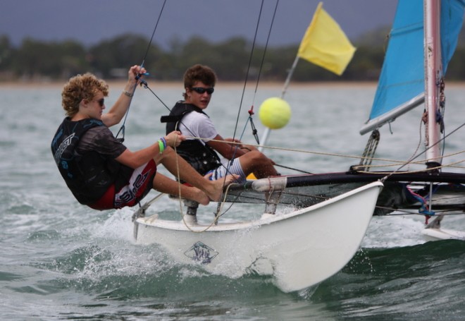 Jerome Fritz and Luke Duncan sailing a Hobie 16 from Ellis Beach. - Zhik Mission Beach Regatta © Tom Orr