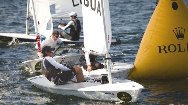 Juan Ignacio Maegli (GUA) rounds the mark on Day of racing in the Laser class ©  Rolex / Dan Nerney