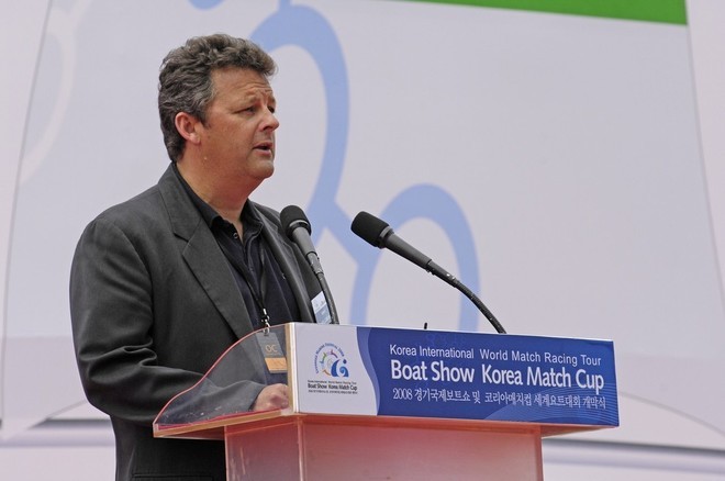 WMRT President, Scott Mcleod addresses the crowd at the opening ceremony of the Korea Match Cup © WMRT http://www.worldmatchracingtour.com