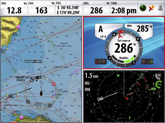 Taking control of autopilot functions is easier than ever. NSE 2.0 software combines the world’s best performing autopilot system with the brilliant NSE displays, allowing users to combine charting, autopilot and vessel pages for unprecedented vessel control. © Navico http://www.navico.com