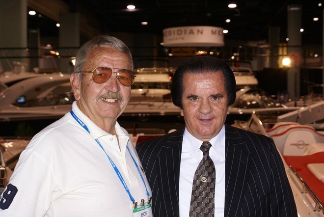 Powerboat-World editor Bob Wonders (left) with Fountain Powerboats CEO Reggie Fountain at a recent Miami International Boat Show. - Fountain Powerboats © Bob Wonders