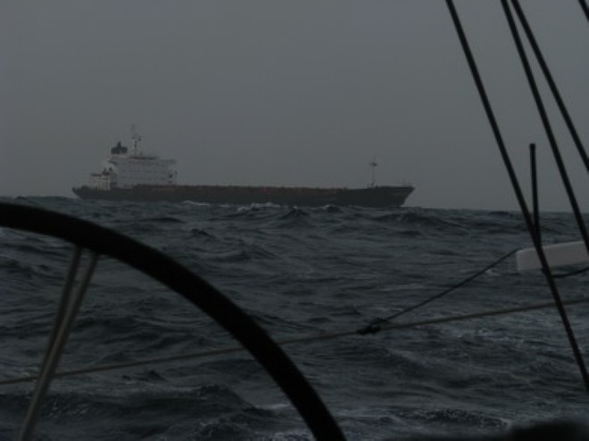 Temenos II see their first ship in the Atlantic ©Temenos II - Barcelona World Race © Barcelona World Race http://www.barcelonaworldrace.org