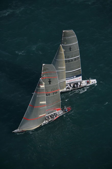 USA-87 comes up against Alinghi on Day 5 of LV Act 10 © BMW Oracle Racing Photo Gilles Martin-Raget http://www.bmworacleracing.com