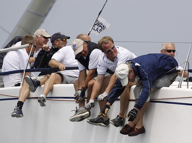 The hiking crew on Long Echo, skippered by Barry Sampson of Itchenor, UK. - NYYC Swan 42 Nationals  © Dan Nerney 
