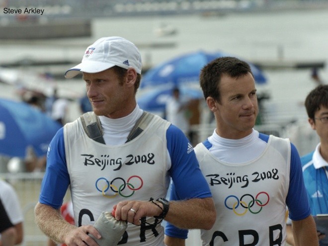 Nick Rogers and Joe Glanfield (left) win Silver in 470 at 2008 Olympics © Steve Arkley http://www.sailshots.co.uk
