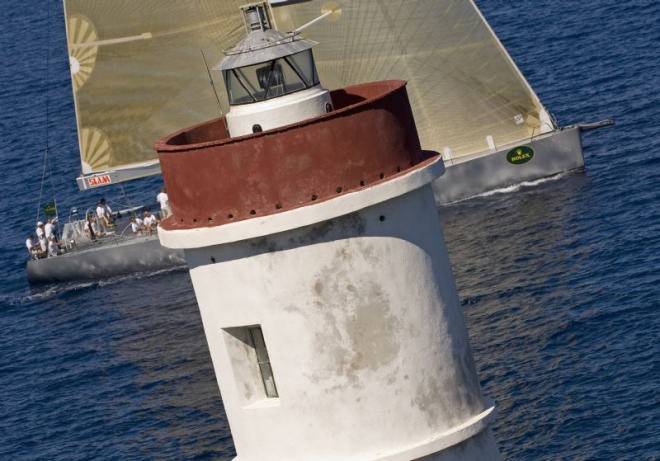 <b>Roma rounding the last race marc, Barettinelli di Fuori</b> ©  Rolex/ Kurt Arrigo http://www.regattanews.com