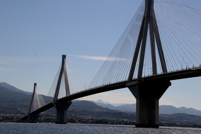 The Rion Antiroin Bridge  © Maggie Joyce - Mariner Boating Holidays http://www.marinerboating.com.au