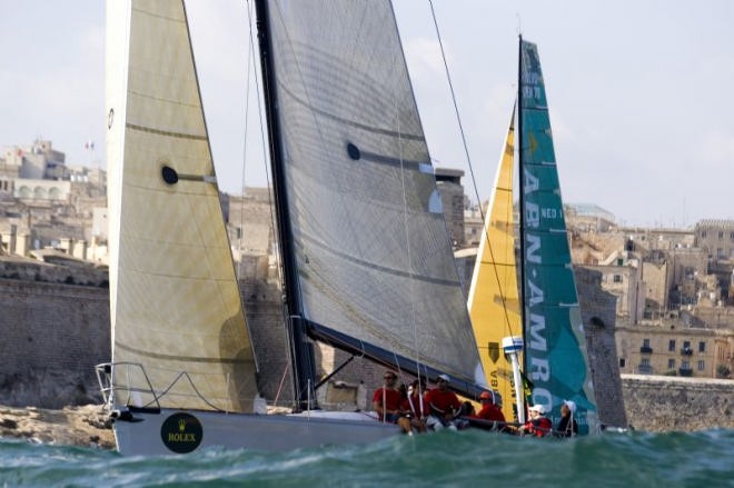BRAVE, Farr 52 Sloop with ABN AMRO ONE at the start of the coastal race <br />
Malta, 17 10 2006 Rolex Middle Sea Race 2006 Brave & ABN AMRO  ©  Rolex / Carlo Borlenghi http://www.carloborlenghi.net