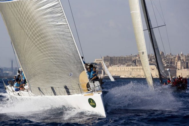 DAMIANI OUR DREAM and BRAVE at the start <br />
Malta, 17 10 2006 Rolex Middle Sea Race 2006 Our dream & Brave  ©  Rolex / Carlo Borlenghi http://www.carloborlenghi.net