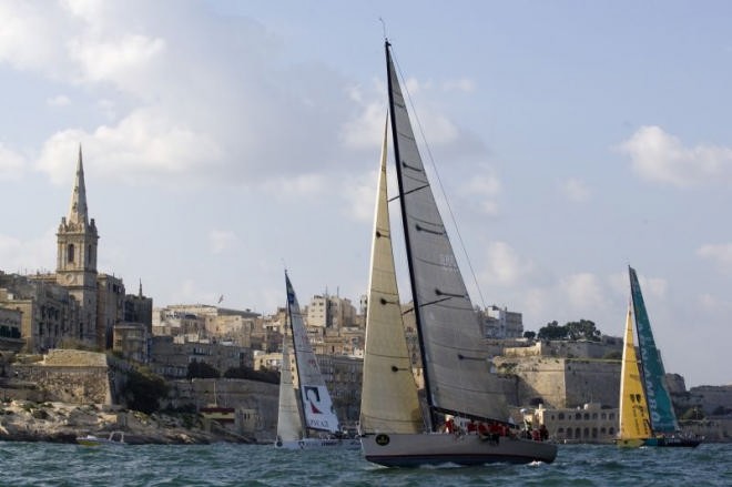 BRAVE, SINERGY and ABN AMRO at the start <br />
Malta, 17 10 2006 Rolex Middle Sea Race 2006 Brave, Sinergy & ABN Amro  ©  Rolex / Carlo Borlenghi http://www.carloborlenghi.net
