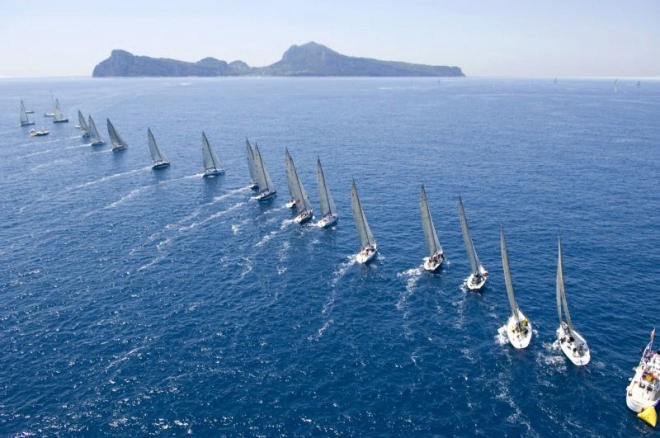 Farr 40 fleet after start 2007 Rolex Capri Sailing Week &copy;  Rolex/ Kurt Arrigo http://www.regattanews.com