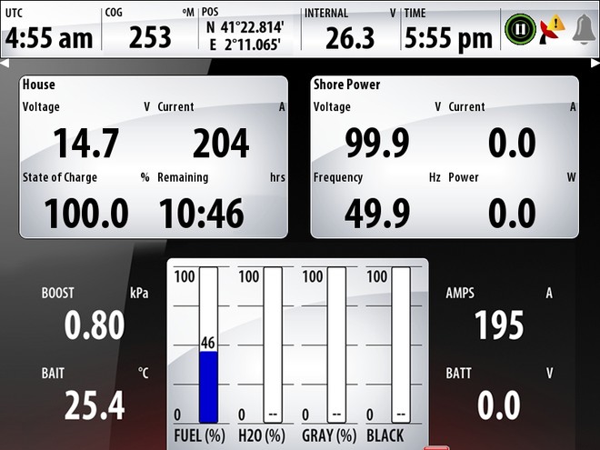 Using innovative Czone digital switching technology, it is also now possible to control and monitor almost any system on the boat from an NSE display. Lights, bilge pumps and tank levels are among the functions that can be operated, monitored and adjusted at the touch of a button. © Navico http://www.navico.com